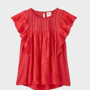 Women’s flutter short sleeve blouse-XL